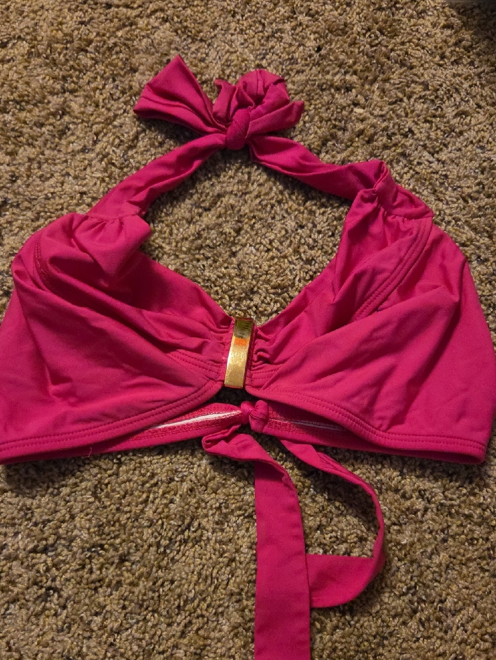 BAMBOO Hot Pink Bikini Top with Gold Detail